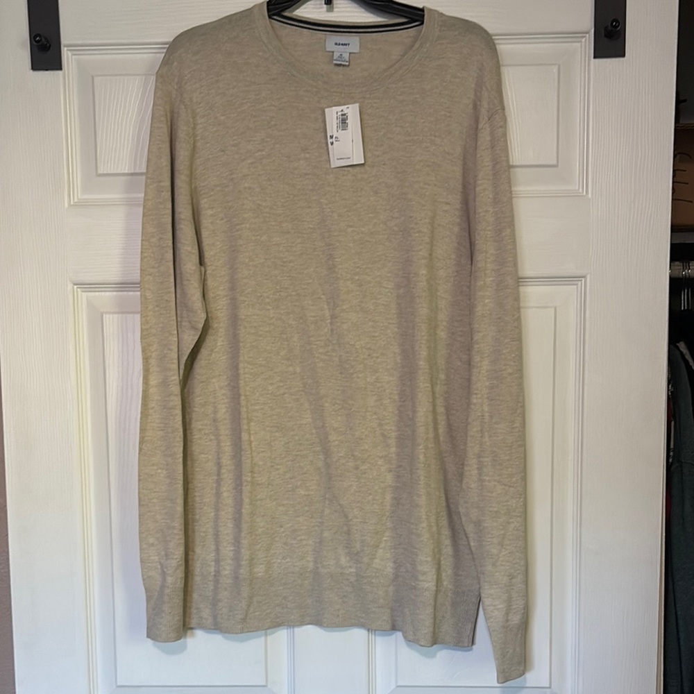 Old Navy Tan Crewneck Sweater Classic Knit Design